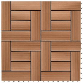 Brown 11 pcs 11.8"x11.8" Decking Tiles WPC 11 ft²