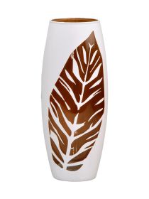 White Painted Art Glass Oval Vase for Flowers | Interior Design | Home Decor | Table vase 10 inch