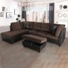 Brown Lint And PVC 3-Piece Couch Living Room Sofa Set A