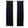 Blackout Curtains with Rings 2 pcs Black 54"x95" Fabric