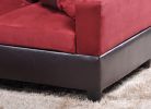 Red Flannel And PVC 3-Piece Couch Living Room Sofa Set B