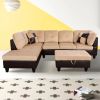 Beige and Brown Color Lint And PVC 3-Piece Couch Living Room Sofa Set A