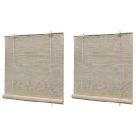 Natural Bamboo Roller Blinds 2 pcs 47.2"x63"