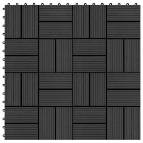 11 pcs Decking Tiles WPC 11.8"x11.8" 1 sqm Black