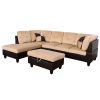 Beige and Brown Color Lint And PVC 3-Piece Couch Living Room Sofa Set A