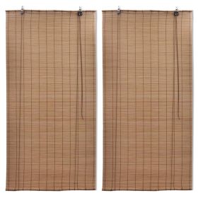 Bamboo Roller Blinds 2 pcs 31.5" x 63" Brown