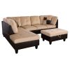 Beige and Brown Color Lint And PVC 3-Piece Couch Living Room Sofa Set A