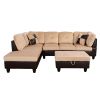 Beige and Brown Color Lint And PVC 3-Piece Couch Living Room Sofa Set A