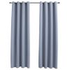 Blackout Curtains with Rings 2 pcs Gray 54"x84" Fabric