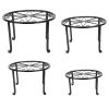 4Packs Iron Plotted Plant Stands Shelves Heavy Duty Round Flower Pot Holder Rack Home Yard Garden Patio Décor