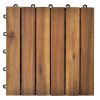 10 pcs Acacia Decking Tiles 11.8"x11.8" Vertical Pattern