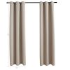 Blackout Curtains with Rings 2 pcs Beige 37"x63" Fabric