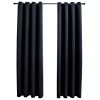 Blackout Curtains with Rings 2 pcs Black 54"x84" Fabric