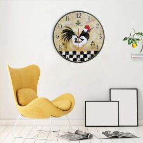 European Creative Wall Clock Wooden Living Room Quartz (Option: Black and White Big Rooster)