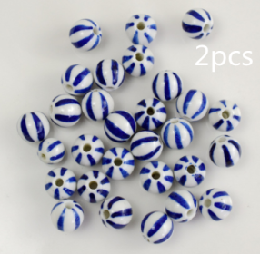 Blue And White Porcelain Ceramic Beads (Option: Blue And White Blue2pcs-9mm)