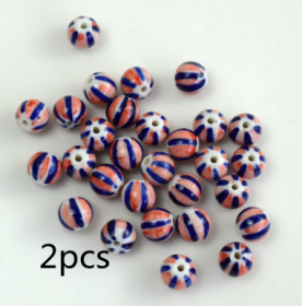 Blue And White Porcelain Ceramic Beads (Option: Red And Blue2pcs-9mm)