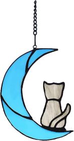 Moon Cat Flat Pendant Acrylic Indoor Window Decoration Commemorative Gift (Option: 1 Color)