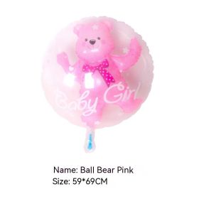 24 Inch Transparent Wave Ball Cartoon Teddy Bear (Color: Pink)