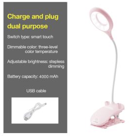 Rechargeable Reading And Eye Protection Desk Lamp (Option: Pink-4000mAh)