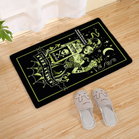 Halloween Flannel Floor Mat Bathroom Toilet Door Non-slop Mats Skull Absorbent Printing Floor Mat (Option: Halloween 210019-40x60)