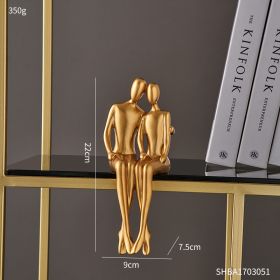 Abstract Golden Sculpture &amp; Figurines for Interior Resin Figure Statue Modern Home Decor Desk Accessories Nordic Room Decoration (Color: Embrace)