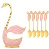 1pc; Coffee Dessert Spoon Set; Fruit Cake Coffee Tea Spoon; Swan Shaped Base Holder Cutlery Set; Zinc Alloy Metal Tableware