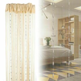 String Door Curtain Beads Room Dividers Beaded Fringe Window Panel Tassel Decor (Color: Champagne)