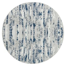 Milano Washable Nautical Navy Blue Woven Round Area Rug (Color: as Pic)