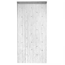 Crystal Beaded String Door Curtain Beads Room Divider Fringe Window Panel Drapes (Color: Sliver Gray)