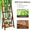 Living Room 4-Tier Bamboo Ladder Display Shelf Storage Rack Plant Flower Stand