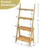 Living Room 4-Tier Bamboo Ladder Display Shelf Storage Rack Plant Flower Stand