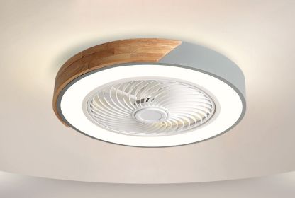 Rotating Air Guide Electric Hanging Fan Lamp (Option: Grey circle-Us Standard 110V)