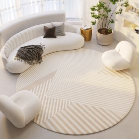 Silent Wind Absorbent Round Carpet Cream Wind Hanging Basket Dressing Table Bedroom Bedside Household Crystal (Option: Stripes 00-100x100cm)