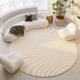 Silent Wind Absorbent Round Carpet Cream Wind Hanging Basket Dressing Table Bedroom Bedside Household Crystal (Option: Stripes 02-100x100cm)